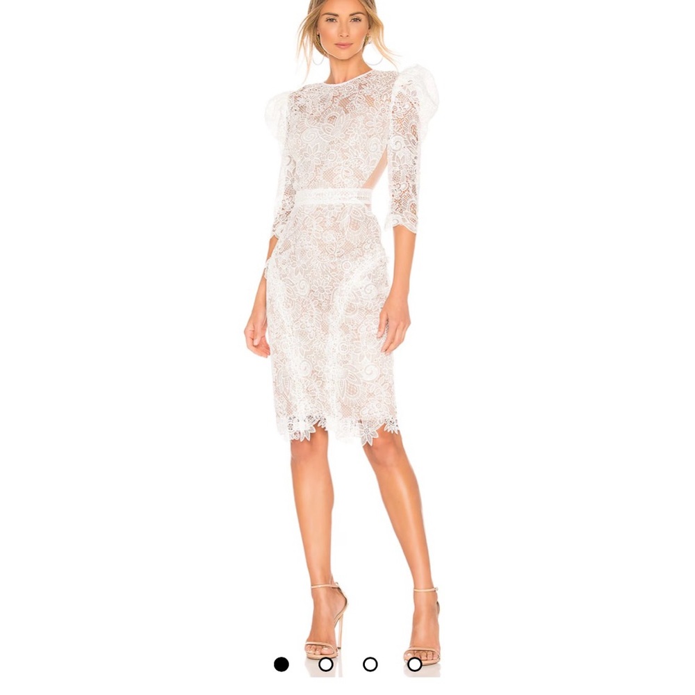 Bronx and Banco White Lace Long Sleeve Dress